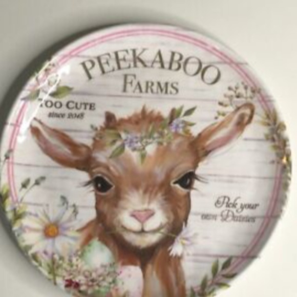 Peek-A-Boo Other - NEW peeka boo 10” Melamine Dish/ Serving Farmhouse Platter: Flower Crown Goat -